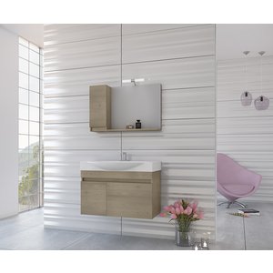 Badrumsmöbler Senso 85 - Träfärgat med spegelskåp - Badrumspaket, Badrumsmöbler
