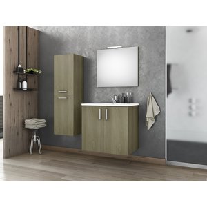 Badrumsmöbler Ionian 65 - Sandfärgat med spegel och sidoskåp - Badrumspaket, Badrumsmöbler