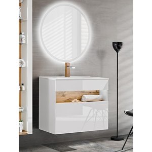 Badrumsmöbler Bahama 60 cm - vit - Tvättställ med spegel - Badrumspaket, Badrumsmöbler