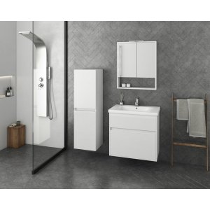 Badrumsmöbler Instinct 65 - Vitt med spegel och sidoskåp - Badrumspaket, Badrumsmöbler