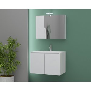 Badrumsmöbler Verona 75 - Vitt med spegelskåp - Badrumspaket, Badrumsmöbler