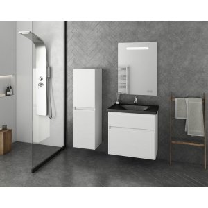 Badrumsmöbler Instinct 65 - Vitt/Svart med spegel- och sidoskåp - Badrumspaket, Badrumsmöbler
