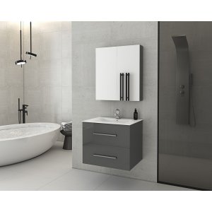 Badrumsmöbler Torino 60 - Antracitfärgat med spegelskåp - Badrumspaket, Badrumsmöbler