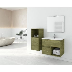 Badrumsmöbler Sorrento 65 - Naturfärgat med spegel- & sidoskåp - Badrumspaket, Badrumsmöbler