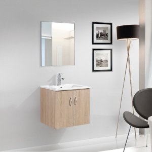 Badrumsmöbler Munchen - 60x46 - Tvättställ med spegel - Badrumspaket, Badrumsmöbler