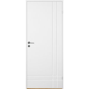 Innerdörr Bornholm - Kompakt dörrblad med linjefräst dekor A1 + Handtagskit - Blankt - Enkla inomhusdörrar, Innerdörrar, Dörrar
