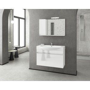 Badrumsmöbler Senso 85 - Vitt med spegelskåp - Badrumspaket, Badrumsmöbler