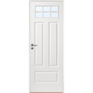 Innerdörr Gotland - Kompakt dörrblad med 4:spegel-indelning ink glasparti SP6 + Handtagskit - Matt - Enkla inomhusdörrar, Innerd