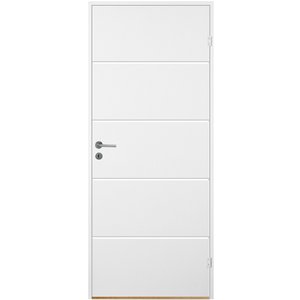 Innerdörr Bornholm - Kompakt dörrblad med linjefräst dekor X2 + Handtagskit - Blankt - Enkla inomhusdörrar, Innerdörrar, Dörrar