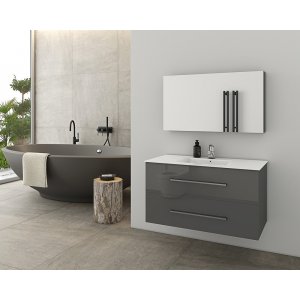 Badrumsmöbler Torino 90 - Antracitfärgat med spegelskåp - Badrumspaket, Badrumsmöbler