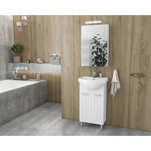 Badrumsmöbler Ritmo 45 - Vitt med spegelskåp - Badrumspaket, Badrumsmöbler