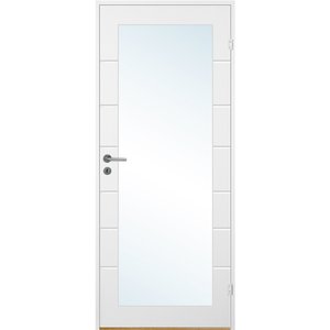 Innerdörr Bornholm - Kompakt dörrblad, spårfräst dekor & stort glasparti A13 + Handtagskit - Matt - Enkla inomhusdörrar, Inn