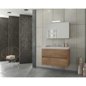Badrumsmöbler Luxus 85 - Träfärgat med spegelskåp - Badrumspaket, Badrumsmöbler