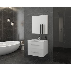 Badrumsmöbler Torino 60 - Vitt med spegelskåp - Badrumspaket, Badrumsmöbler