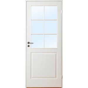 Innerdörr Gotland - Kompakt dörrblad med spröjsat glasparti SP6 - Klarglas, 9x20