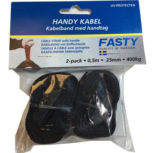 Fasty 162 Kabelband Svart Handtag, 2-pack