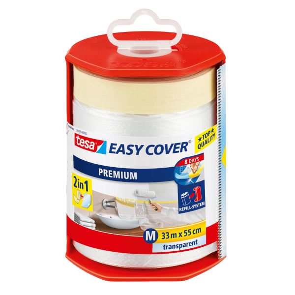 Tesa Easy Cover 4368 Skyddsfolie med maskeringstejp 33 m x 550 mm, dispenser