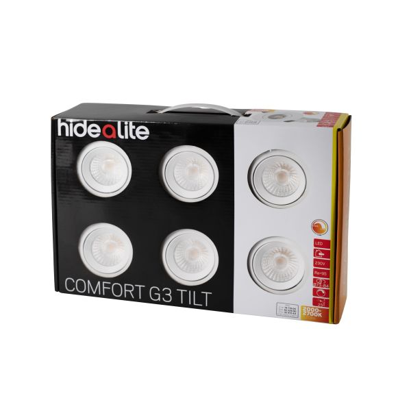 Hide-a-Lite Comfort G3 Tilt Downlight vit, 6-pack 2000-2700 K