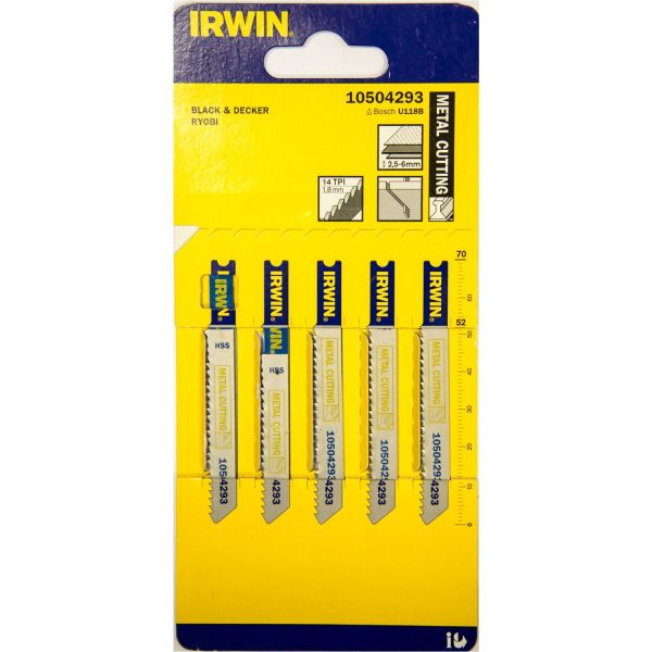 Irwin 10504293 Sticksågsblad 70 mm, 12 TPI, 5-pack