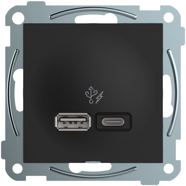 Elko EKO07233 Plus Ladduttag 2 x USB, 1.5 A, 3 A svart