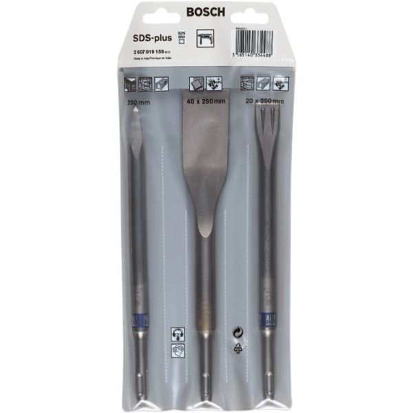 Bosch 2607019159 Mejselsats med SDS-Plus fäste 3 delar