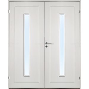 Parinnerdörr Öland - 1-spegel - Långt klarglas - Massiv + Handtagskit - Blankt - Parinnerdörrar, Innerdörrar, Dörrar & porta