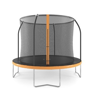 Studsmatta med säkerhetsnät - svart/orange - 305 cm + Jordankare - 4 st - Studsmattor, Utelek