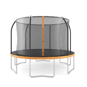 Studsmatta med säkerhetsnät - svart/orange - 366 cm + Jordankare - 4 st - Studsmattor, Utelek