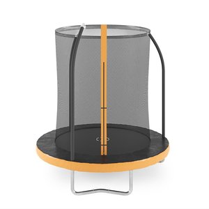 Studsmatta med säkerhetsnät - svart/orange 185 cm + Jordankare - 4 st - Studsmattor, Utelek