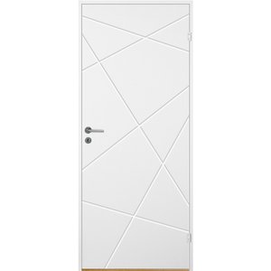 Innerdörr Bornholm - Kompakt dörrblad med fräst zickzack-dekor A11 + Handtagskit - Matt - Enkla inomhusdörrar, Innerdörrar, Dörr