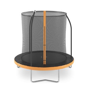 Studsmatta med säkerhetsnät - svart/orange - 245 cm + Jordankare - 4 st - Studsmattor, Utelek